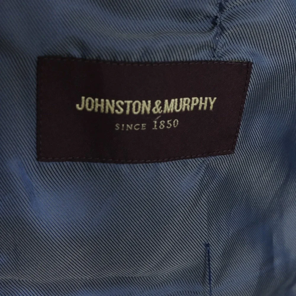 Johnston & Murphy Large Sport Coat 100% Wool Brown Plaid Two Button Double Ventd